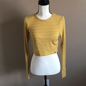 Volcom Mustard Yellow Long Sleeve Crop Top Size S